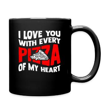 Valentinstag Pizza Liebe - Tasse einfarbig - Schwarz - Rechts
