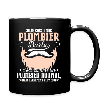 Barbe Humour Plombier Barbu - Mug uni - noir - Droite