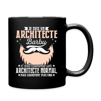 Barbe Humour Architecte Barbu - Mug uni - noir - Droite