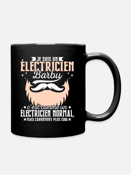 Barbe Humour Électricien Barbu - Mug uni - noir