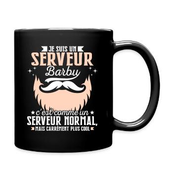 Barbe Humour Serveur Barbu - Mug uni - noir - Droite