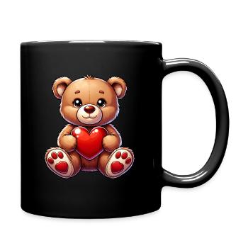 Valentine's Day Teddy Bear Heart Love Soft Toy - Full Colour Mug - black - Right