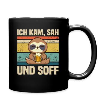 Faultier Bier saufen Biertrinker - Tasse einfarbig - Schwarz - Rechts