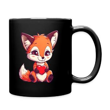 Fuchs Liebe Herz Verliebt Valentinstag - Tasse einfarbig - Schwarz - Rechts