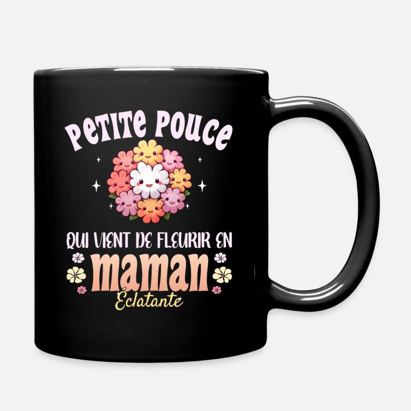 Future Maman Fleurs Kawaii Annonce Maman 2024 - Mug uni - noir