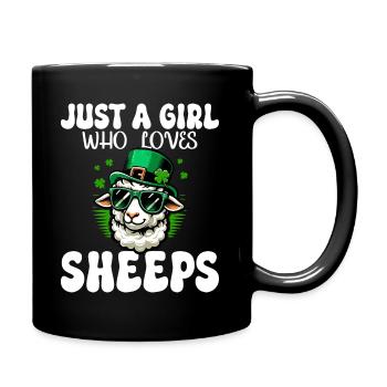 Mädchen, das St. Patrick's Day Schafe liebt - Tasse einfarbig - Schwarz - Rechts