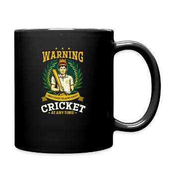 Cricket Player Warning May Talk About - Full Colour Mug - black - Right