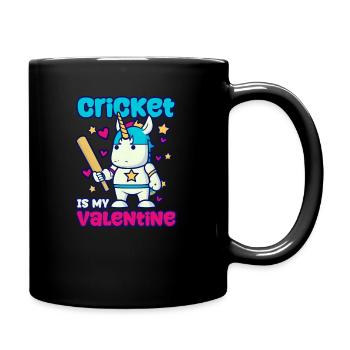 Cricket Player My Valentine Unicorn - Full Colour Mug - black - Right