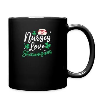 St. Patricks Day Nurse Krankenschwestern lieben Schabernack - Tasse einfarbig - Schwarz - Rechts