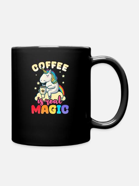 Einhorn-Kaffee ist echte Magie - Tasse einfarbig - Schwarz