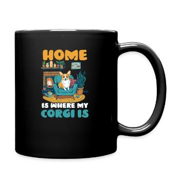 Corgi Mama Papa Zuhause Wo Corgi ist - Tasse einfarbig - Schwarz - Rechts