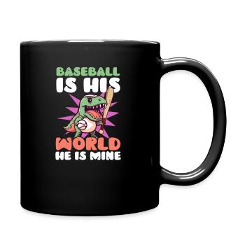 Baseball Mom est son monde, il est le mien - Mug uni - noir - Droite