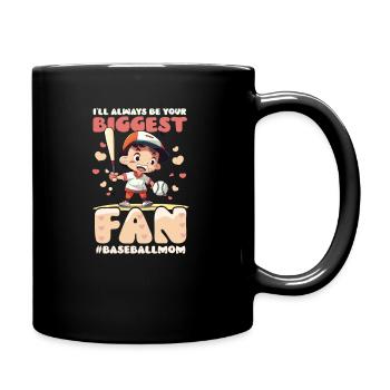 Baseball-Mama Immer dein größter Fan - Tasse einfarbig - Schwarz - Rechts