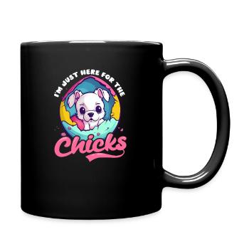Dog Easter Here For Chicks Puppy - Full Colour Mug - black - Right