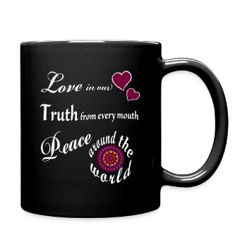 Love in our hearts Mantra - Tasse einfarbig - Schwarz - Rechts
