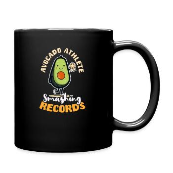 Veganer Athlet Avocado-Athlet bricht Rekorde - Tasse einfarbig - Schwarz - Rechts