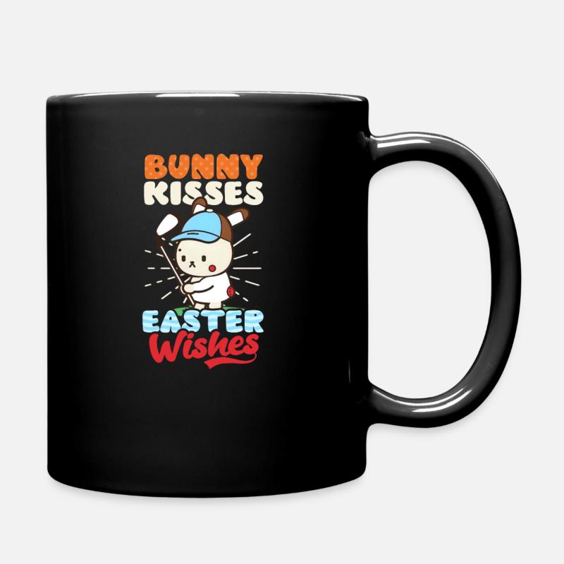 Golf Osterhase küsst Osterwünsche - Tasse einfarbig - Schwarz