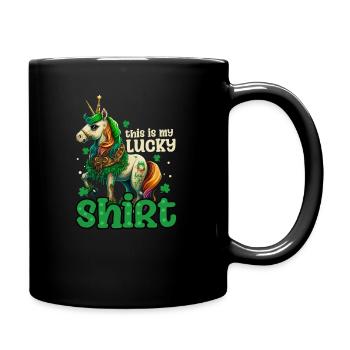 Irish Unicorn St Patricks Lucky Outfit - Full Colour Mug - black - Right