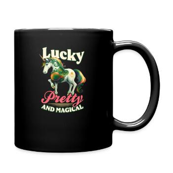 Irish Unicorn St Patricks Lucky And Magical - Full Colour Mug - black - Right