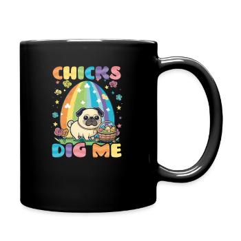 Christian Easter Chicks Dig Me Pug - Full Colour Mug - black - Right
