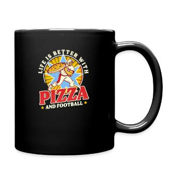 Fußballliebhaber besser mit Pizza und Fußball - Tasse einfarbig - Schwarz - Rechts