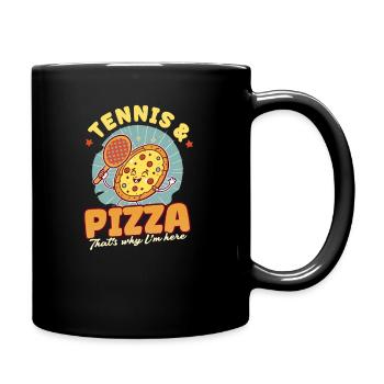 Tennisspieler Tennis Und Pizza - Tasse einfarbig - Schwarz - Rechts