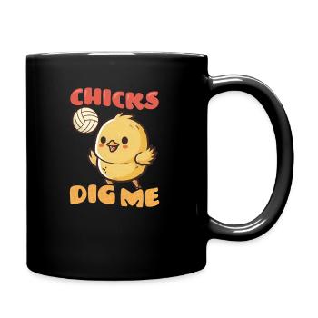 Volleyball Easter Chicks Dig Me - Full Colour Mug - black - Right