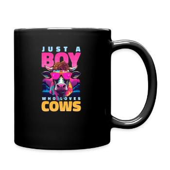 Cow Farmer Boy Who Loves Cows - Full Colour Mug - black - Right