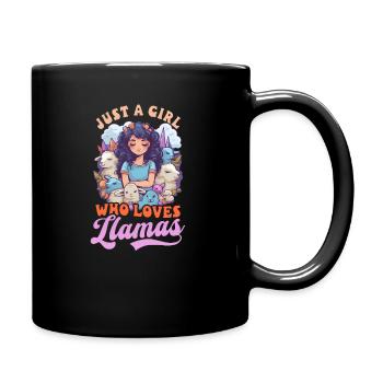 Llama Lover Girl Loves Llamas - Full Colour Mug - black - Right