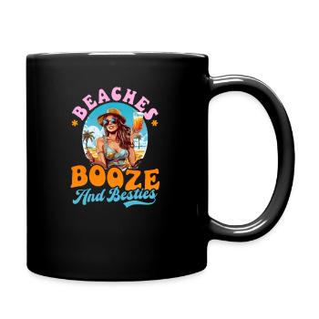 Summer Vacation Beaches Booze And Besties - Full Colour Mug - black - Right