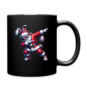 Père Noël avec des oreilles de lapin dabbing - Mug uni - noir - Droite
