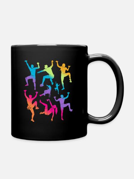 Climbing, Mountains, Climber, Kids, Girls, Bouldering - Full Colour Mug - black