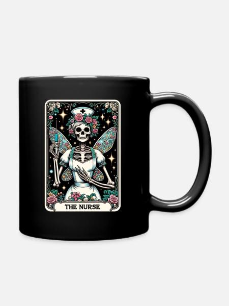 Skelett Karte Frau Krankenschwester - Tasse einfarbig - Schwarz