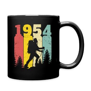 Retro Year 1954 Hiker 70 Years Anniversary - Full Colour Mug - black - Right