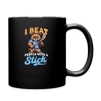 Lacrosse Coach Beat People Stick Bär - Tasse einfarbig - Schwarz - Rechts