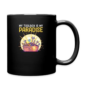 Automechaniker Mein Werkzeugkasten ist mein Paradies - Tasse einfarbig - Schwarz - Rechts