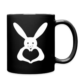 Herz Handform Kaninchen - Tasse einfarbig - Schwarz - Rechts