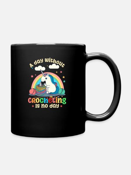 Häkeltag Ohne Häkeln kein Tag - Tasse einfarbig - Schwarz