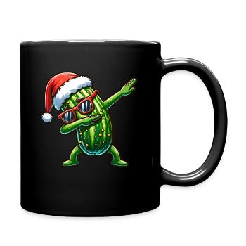 Saure Gurke Dabbing Weihnachten Weihnachtsmütze - Tasse einfarbig - Schwarz - Rechts