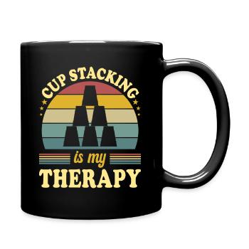 Sport Stacking ist meine Therapie - Tasse einfarbig - Schwarz - Rechts