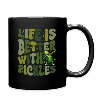 Saure Gurke Gewürzgurke Leben ist besser mit Gurke - Tasse einfarbig - Schwarz - Rechts