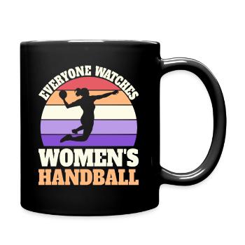 Retro Sport Damen Handball - Tasse einfarbig - Schwarz - Rechts