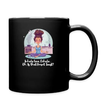 Yoga Maman Inspirez l’amour, expirez... Toast brûlé ? - Mug uni - noir - Droite