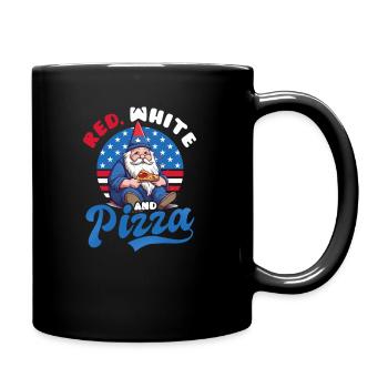 4. Juli Amerikanischer Gnom Rot Weiß Und Pizza - Tasse einfarbig - Schwarz - Rechts