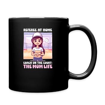 Volleyball Mom Referee at Home, Coach on the Court - Full Colour Mug - black - Right