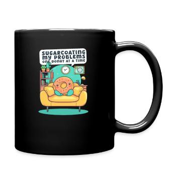 Donut-Liebhaber Beschönigungsprobleme Donut-für-Stück - Tasse einfarbig - Schwarz - Rechts