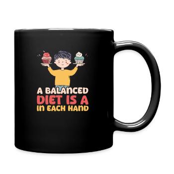 Cupcake Lover A Balanced Diet Cupcake in Hand - Full Colour Mug - black - Right