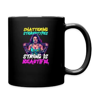 Weibliche Bodybuilderin zertrümmert Stereotypen stark - Tasse einfarbig - Schwarz - Rechts