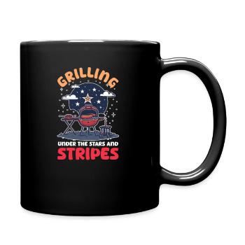 Patriotischer Koch grillt unter den Sternen und Streifen - Tasse einfarbig - Schwarz - Rechts
