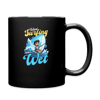 Windsurfen macht mich nass - Tasse einfarbig - Schwarz - Rechts